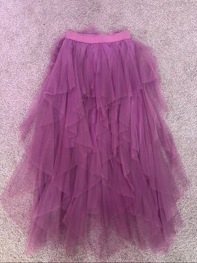 easel Mauve Layered Tulle High-Low Skirt